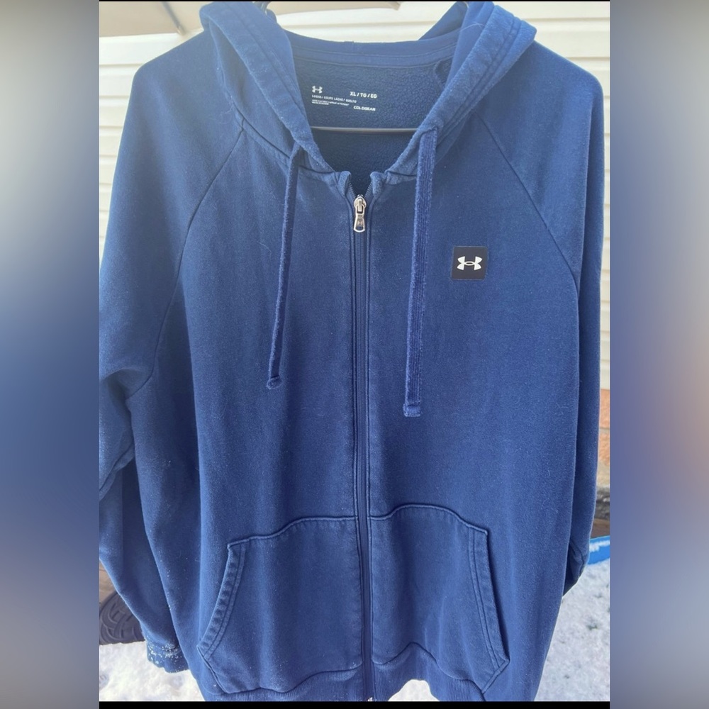 Under Armour loose cold gear full zip hoodie. Size XL Navy